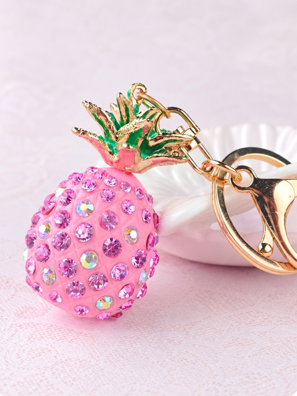 Pink Pineapple Bag Charm/Key Chain NIP